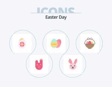 Easter Flat Icon Pack 5 Icon Design. easter. basket. easter. holidays. egg