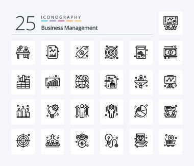 Business Management 25 Line icon pack including chart. business. business. target. arrow