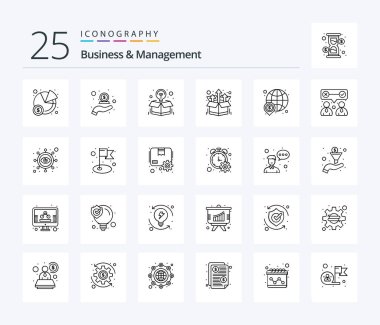 Business And Management 25 Line icon pack including dollar. product. box. package. offer