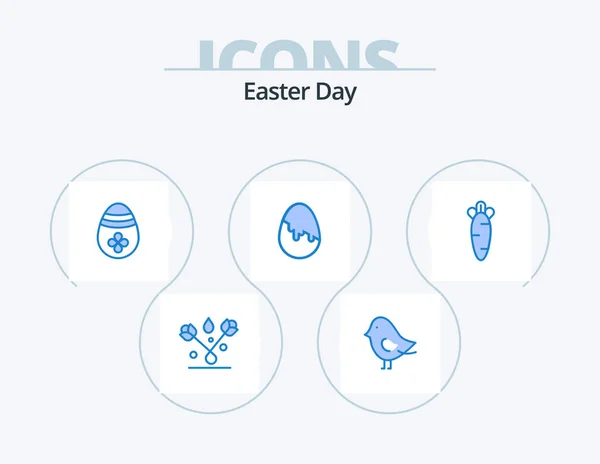 Easter Blue Icon Pack Icon Design Pascua Naturaleza Alimentos — Vector de stock