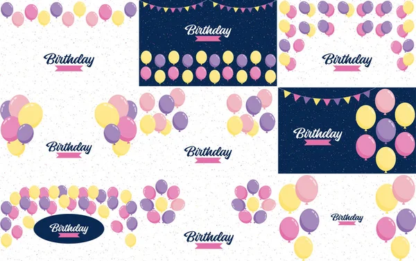 Happy Birthday Playful Cartoon Font Background Presents Party Favors — Archivo Imágenes Vectoriales