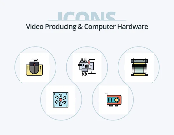 Video Producing Computer Hardware Line Filled Icon Pack Icon Design — 图库矢量图片
