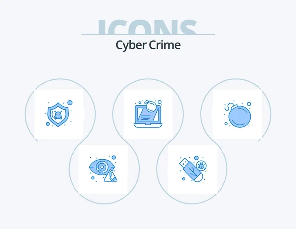 Cyber Crime Blue Icon Pack Icon Design Crime Bomb Usb — 图库矢量图片