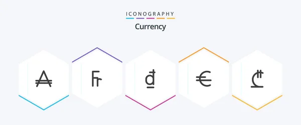 Валюта Flat Icon Pack Including Georgia Лари Dong Финансы Евро — стоковый вектор