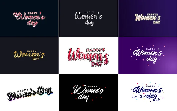 Happy Women Day Design Realistic Illustration Bouquet Flowers Banner Reading — Wektor stockowy