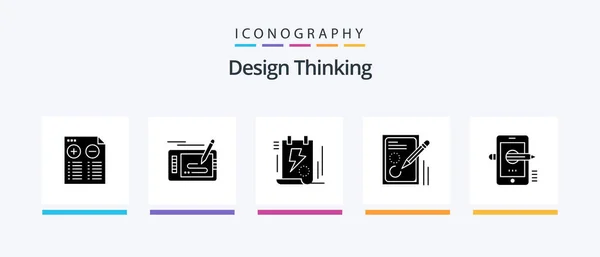 Design Thinking Glyph Icon Pack Including Design Pencil Pad Edit — Vetor de Stock
