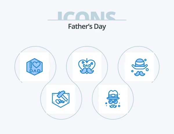 Fathers Day Blue Icon Pack Icon Design Father Fathers Brim — Stock Vector