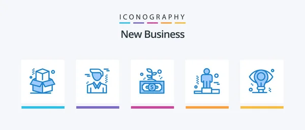 New Business Blue Icon Pack Including Bulb Business Invest Explanation — Archivo Imágenes Vectoriales