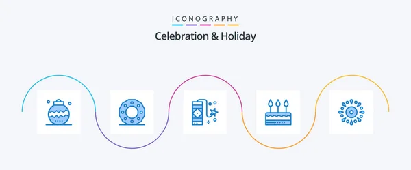Celebration Holiday Blue Icon Pack Including Holiday Celebration Holiday Cake — Stock Vector