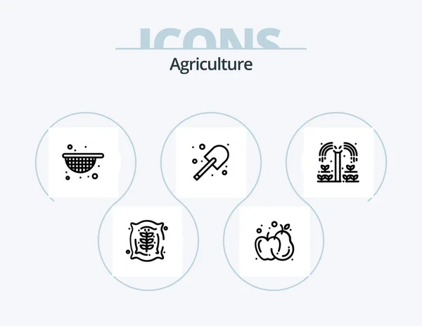 Ligne Agriculture Icône Pack Icône Design Livre Graines Ferme Plante — Image vectorielle