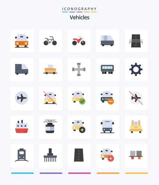 Creative Vehicles Flat Icon Pack Car Van Minibus Highway Creative — Wektor stockowy