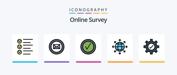 Online Survey Line Filled Icon Pack Including Video Mobile Chart — Stock Vector