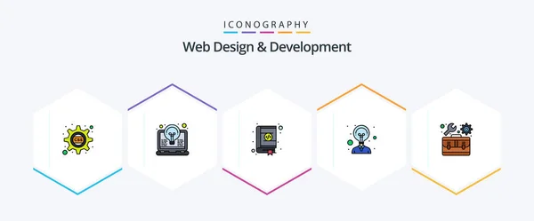 Web Design Development Filledline Icon Pack Including Kit Idea Light — Stock Vector