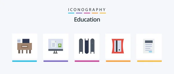 Education Flat Icon Pack Including Book Tool School Sharpener Creative — Stock Vector