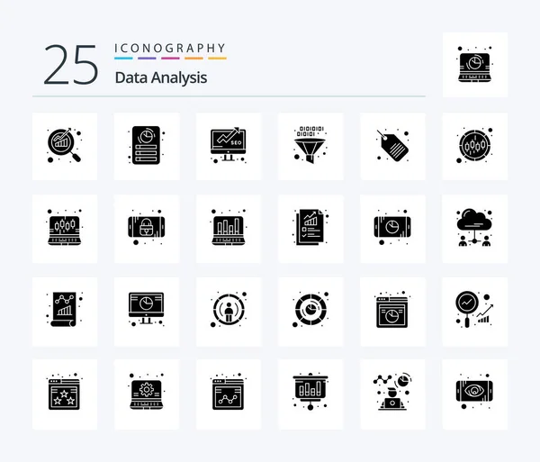 Data Analysis Solid Glyph Icon Pack Including Coding Development Business — Stock vektor