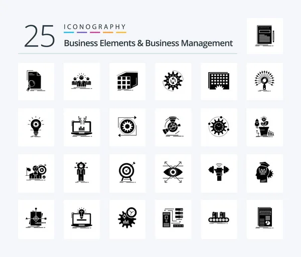 Business Elements Business Managment Solid Glyph Icon Pack Including Production — Stockový vektor