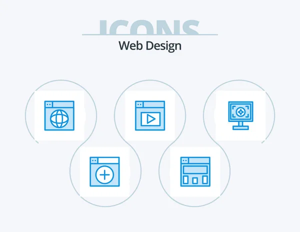 Web Design Blue Icon Pack Icon Design Ontwerp Merk Ontwerp — Stockvector
