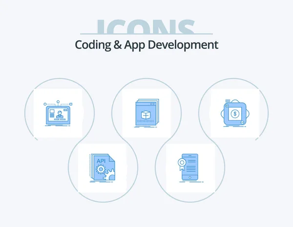Coding App Development Blue Icon Pack Icon Design Application Software — Stock Vector