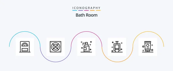 Bath Room Line Icon Pack Including Room Bath Cream — Stock Vector