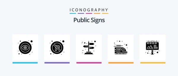 Public Signs Glyphh Icon Pack Including Реклама Стрелы Поезд Creative — стоковый вектор