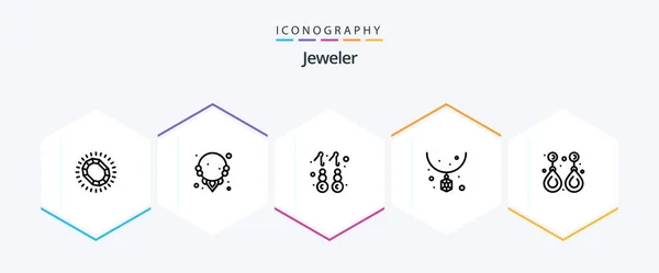 Jewellery Line Icon Pack Including Earring Jewelry Necklace Fashion Jewelry — Archivo Imágenes Vectoriales