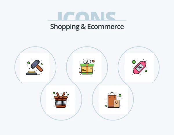 Shopping Ecommerce Line Filled Icon Pack Icon Design Handbag Shopping — Stock Vector