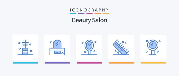 Beauty Salon Blue 5 Icon Pack Including hairdressing. comb. dresser. beauty. mirror. Creative Icons Design