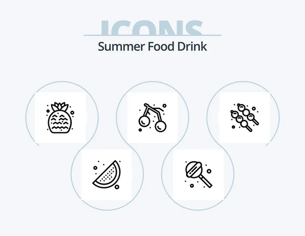 Ligne Boisson Alimentaire Été Icône Pack Icône Design Gentil Nourriture — Image vectorielle