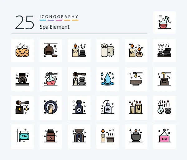 Spa Element Line Filled Icon Pack Including Aromatherapy Aroma Spa — Archivo Imágenes Vectoriales