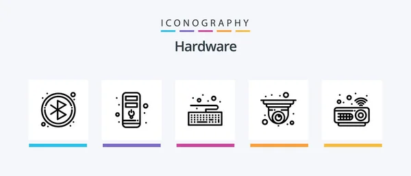 Hardware Line Icon Pack Incluindo Placa Vídeo Hardware Hardware Cartão —  Vetores de Stock