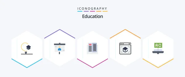 Education Flat Icon Pack Including Learning Education Presentation School Knowledge — Stock vektor