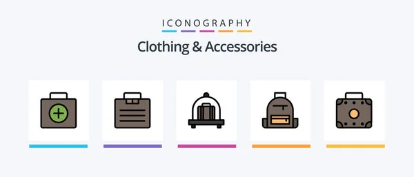 Clothing Accessories Line Filled Icon Pack Including Clothing Accessories Braces — Stock Vector