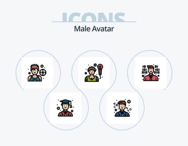 Male Avatar Line Filled Icon Pack Icon Design Mic Man — Stock Vector