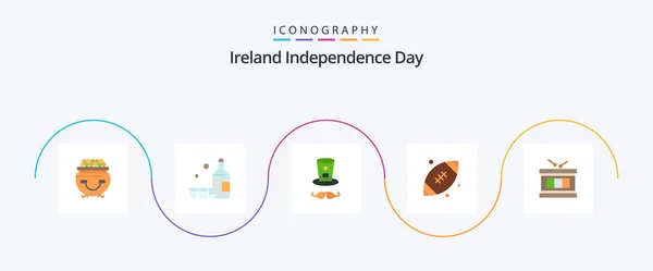 Irlanda Dia Independência Flat Icon Pack Incluindo Instrumento Irlanda Irlanda — Vetor de Stock