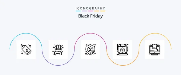 Black Friday Line Icon Pack Including Sale Percent Shirt Date — Stock vektor