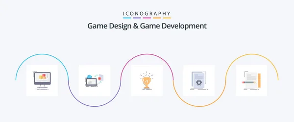 Game Design Game Development Flat Icon Pack Including Developer App — Archivo Imágenes Vectoriales