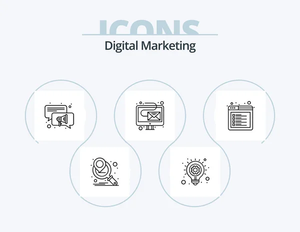 Digital Marketing Line Icon Pack Icon Design Marketing Digital Digital — Wektor stockowy