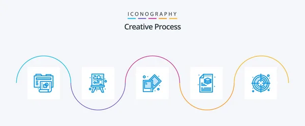 Creatief Proces Blauw Pictogram Pack Inclusief Creatief Proces Doelwit Dossier — Stockvector