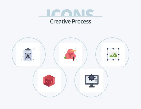 Creative Process Flat Icon Pack Icon Design Obrázek Kreativní Proces — Stockový vektor