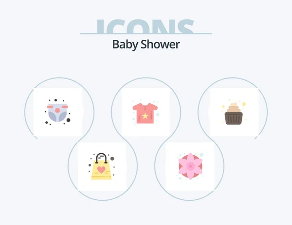 Baby Douche Flat Icon Pack Pictogram Ontwerp Overhemd Het Lichaam — Stockvector