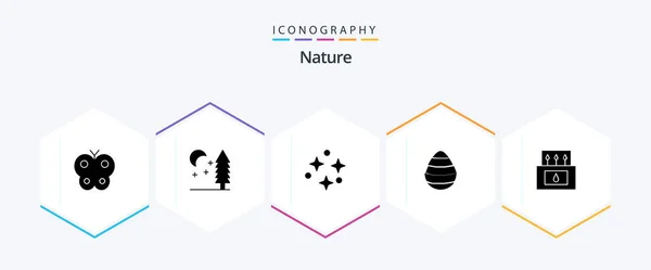 Nature Glyph Icon Pack Including Matches Adventure Sky Spring Egg — Image vectorielle