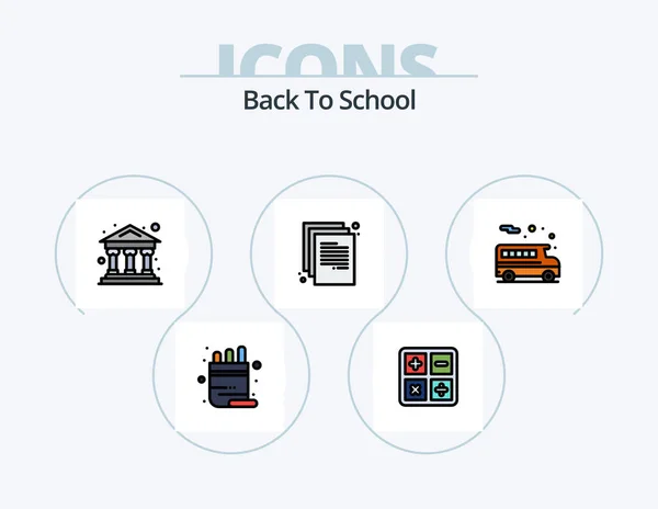 Назад Шкільної Лінії Заповнений Іконок Пакет Іконок Дизайн Освіта Музику — стоковий вектор