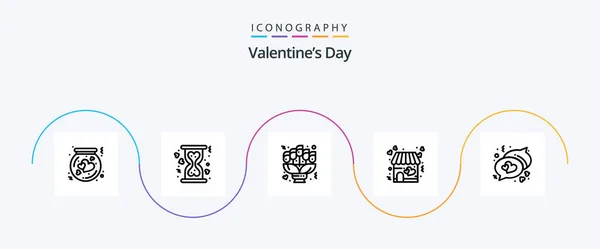 Valentines Day Line Icon Pack Including Valentine Shop Hourglass Love — Stock Vector