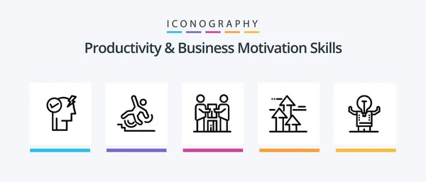 Productivity Business Motivation Skills Line Icon Pack Including Extrinsic Aspiration — Διανυσματικό Αρχείο
