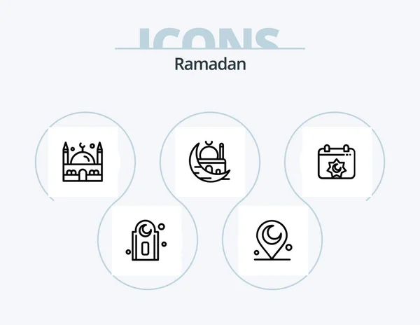 Ramadan Line Icon Pack Icon Design Calendar Egypt Month Desert — Διανυσματικό Αρχείο