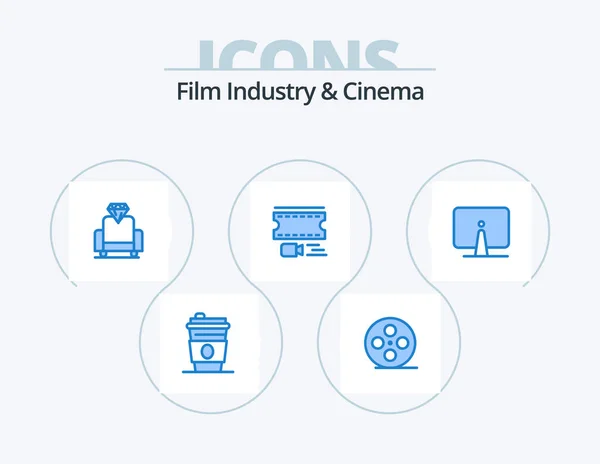 Cenima Blue Icon Pack Icon Design Imac Computer Film Back — Wektor stockowy