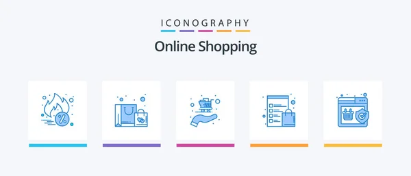 Online Shopping Blue Icon Pack Including Warranty Quality Buy Shop — Wektor stockowy