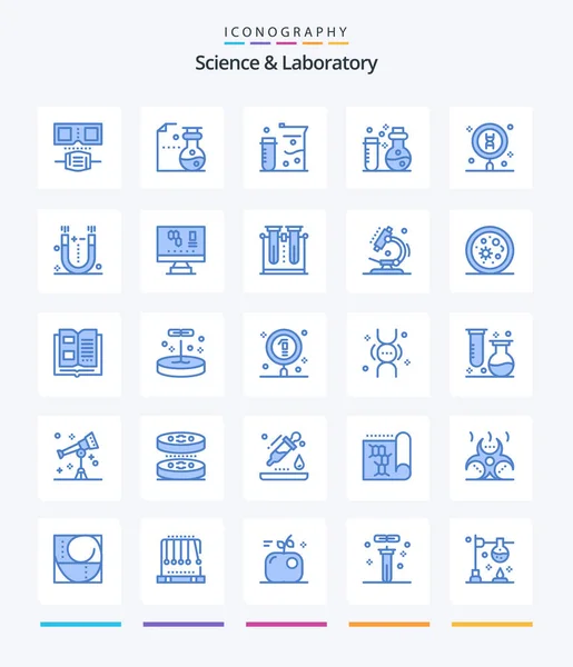 Creative Science Blue Icon Pack Computer Dalam Bahasa Inggris Ilmu - Stok Vektor