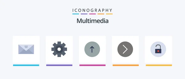 Multimedia Flat Icon Pack Including Multimedia Media Multimedia Next Creative — Archivo Imágenes Vectoriales