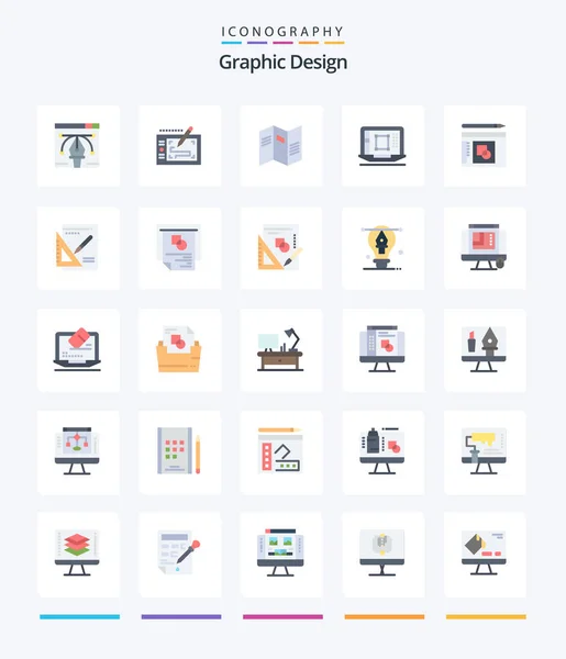 Creative Graphic Design Flat Icon Pack Graph Enhance Newspaper Designing — Stock vektor